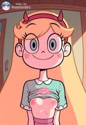 1girls boobs_out breasts cosmicvitery cute flashing_breasts light-skinned_female nipples solo solo_female star_butterfly star_vs_the_forces_of_evil