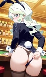 ai_generated ass blush bunny_ears bunny_girl bunny_tail bunnygirl bunnysuit diana_cavendish little_witch_academia panties_aside stockings