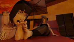 3d blender cheating_wife feet femdom foot_fetish foot_worship hyuuga_hinata konan naruto naruto_(series) naruto_shippuden slave wrinkled_feet