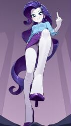 1girls bluse equestria_girls female female_only foot_lick friendship_is_magic hasbro high_heels middle_finger my_little_pony obscene_gesture rarity_(eg) sassy skirt smiling solo solo_female upskirt