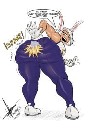 big_ass boku_no_hero_academia bunny_ears bunny_girl mirko miruko my_hero_academia rumi_usagiyama sixpathsoffriendship slapping_ass slapping_butt sweatpants tan_skin thick_thighs white_hair