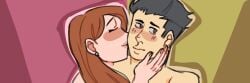 atom_eve black_hair bust_portrait couple couple_(romantic) cute fanart invincible mark_grayson naked naked_female naked_male orange_hair romantic samantha_eve_wilkins wholesome