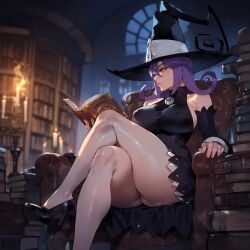 ai_generated blair_(soul_eater) crossed_legs high_heels huge_breasts miyu_(ai_artist) soul_eater witch_hat