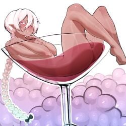 brat bulge bunnewo_doru covering_breasts dark_skin euvo flushed naked original pale_hair vampire wine