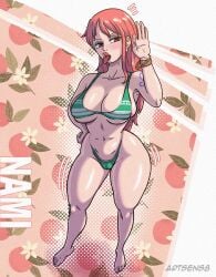 1girls artsens8 bikini breasts clothing female female_focus female_only nami nami_(one_piece) one_piece tagme tongue_out