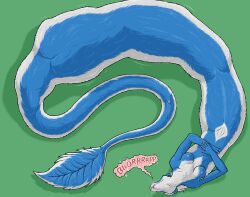 anthro anthro_pred anus apode belly big_belly blue_body blue_fur burping draconcopode female female_anthro female_pred fully_inside fur genitals green_background hi_res hybrid legless lying mammal mephitid naga nude nude_female on_back serpentine simple_background skunk solo strega tail tail_tuft tuft uvuzi vore vulva whiskers white_body white_fur