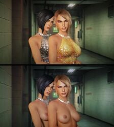 2girls before_and_after breasts cirax2024 dead_rising_2 dead_rising_2:_off_the_record edit edited edited_image female_focus female_only nipples screenshot screenshot_edit tagme tagme_(character)