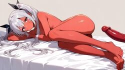 1girl1futa 1girls ai_generated back_view chile chilean chirritox computer condom dick discord female grey_hair hispanic hispanic_virtual_youtuber hispanic_youtuber indie_virtual_youtuber indie_vtuber l latino long_hair masturbation nude nude_female panties red_body red_skin server streamer streamers twintails twitch twitching vtuber vtuber_persona vtuberfanart youtube youtuber, youtuber_girl youtubers