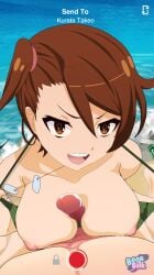 big_breasts bikini_top bonesilk_(artist) breasts cellphone_picture gate_-_jieitai_ka_no_chi_nite_kaku_tatakaeri kuribayashi_shino looking_at_viewer ocean ocean_background paizuri