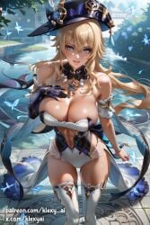 ai_generated arm_warmers armwear ass belly belly_button big_ass big_breasts blonde_female blonde_hair blonde_hair blonde_hair_female blue_eyes blush blush breasts clothed clothed_female clothing female female_focus female_only fully_clothed fully_clothed_female genshin_impact hand_on_breast hourglass_figure hourglass_figured_female huge_ass huge_breasts klexyai leaning_forward long_hair looking_at_viewer mostly_clothed mostly_clothed_female muscular muscular_female navia_(genshin_impact) neckwear patreon patreon_username pose posing smile smiling smiling_at_viewer solo solo_female solo_focus thigh_highs thighhighs voluptuous voluptuous_female witch_hat