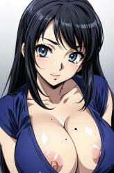 1girls 1milf ai ai_generated alternate_art_style big_breasts black_eyebrows black_hair blue_eyes blue_topwear breasts clothing female female_focus female_only long_hair looking_aside milf mole mole_on_breast mole_under_eye moles_on_breasts moles_under_eyes nico_robin nico_robin_(one_piece) nipples one_piece quinzo11 self_upload shounen_jump smile smiling suzumiya_haruhi_no_yuuutsu_art_style toei_animation white_background