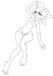 bikini inkling inkling_girl koharuno2 line_art marie_(splatoon) splatoon splatoon_(series) squid_sisters squid_sisters_(splatoon) tagme tentacle_hair