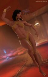 3d abs barefoot black_eyes black_hair blender blizzard_entertainment breasts closed_eyes dance dancing dark-skinned_female dark_skin egyptian egyptian_clothes egyptian_dress egyptian_necklace feet female full_body gold_toenails high_resolution medium_breasts muscle muscular_female overwatch painted_toenails pharah pharah-best-girl scar see-through toes yellow_nail_polish yellow_toenail_polish yellow_toenails