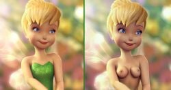 before_and_after blonde_female blonde_hair blue_eyes breasts cartoon cirax2024 disney disney_fairies edit edited edited_image edited_official_artwork fairy female_focus female_only nipples solo_female tagme tinker_bell topless topless_female undressed