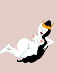 big_breasts black_hair calarts crown disenchantment grey_skin large_breasts long_hair looking_at_viewer maxtlat milf nude posing queen_oona small_waist thigh_gap wide_hips