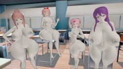 4girls ass big_ass big_breasts breasts classroom doki_doki_literature_club female female_focus female_only fully_naked fully_nude huge_ass huge_breasts indoors monika_(doki_doki_literature_club) naked naked_female natsuki_(doki_doki_literature_club) nude nude_female sayori_(doki_doki_literature_club) school sitting sitting_on_table tagme tagme_(artist) thick_ass thick_thighs white_body white_female white_skin wide_hips wide_thighs yuri_(doki_doki_literature_club)