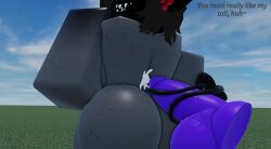 1boy 1girls 3d ass ass_focus big_ass cum cum_on_ass cumshot demon demon_girl demon_horns dialogue dominant_female eldie_(lampshaderr34) english_text female femdom hair horns lampshaderr34 male male/female original_character roblox roblox_game robloxian sharp_teeth tagme tail tailjob text