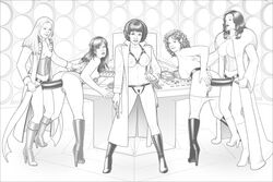 5girls anal anal_insertion anal_sex ass bent_over boots coat dildo doctor_who domination dominatrix donna_noble female female_only femdom from_behind_position fur_trim gallifreyan gangbang greyscale group group_sex heels high-heeled_jill humanoid long_coat monochrome orgy pubic_hair pussy river_song romana_(doctor_who) sex sex_from_behind sonic_screwdriver strap-on strapon susan_foreman tardis time_lord trenchcoat yuri