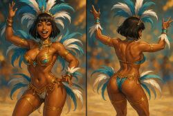 ai_generated alice_(zero_escape) bikini carnival carnival_outfit dancer multiple_views zero_escape