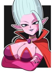 1girls big_breasts big_tits black_nail_polish blue_eyes breasts cute cute_female dio_markez dr._arinsu dragon_ball dragon_ball_daima dragon_ball_super dragon_ball_z female glind grey_lipstick lipstick makeup nail_polish no_bra pink_body pink_skin seductive_female seductive_smile tagme tits white_hair