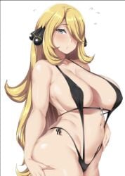 big_ass big_breasts blonde_hair cynthia_(pokemon) huge_ass huge_breasts large_breasts nintendo pokemon thick_thighs