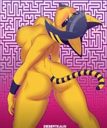 :d alternate_body_type alternate_breast_size animal_crossing ankha anthro ass blush cat_girl curvy desertkaiju felid feline felis female fur furry furry_only hi_res looking_at_viewer maze naked nintendo nude solo tagme tail