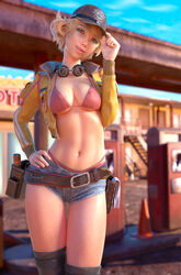 3d absurdres belt bikini boots bra breasts cindy_aurum eshinio female female_only final_fantasy final_fantasy_xv gloves highres looking_at_viewer solo