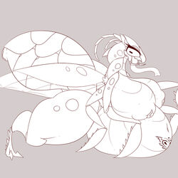 2018 4_arms abdomen antennae anthro arthropod belly big_belly big_breasts breasts chitin corruption exoskeleton female feral full-length_portrait hybrid infestation insects melee_weapon multi_arm multi_limb non-mammal_breasts nude open_mouth overweight overweight_female polearm portrait post_transformation proboscis pussy pussy_nipples sepiruth simple_background solo standing tattoo thick_thighs transformation voluptuous weapon wide_hips