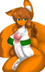 1futa anthro autopaizuri autotitfuck balls between_breasts big_penis blue_eyes breasts canine chest_tuff dickgirl digital_media_(artwork) erection fox fur furry futanari green_top hair henkeiusagi hi_res huge_cock intersex long_hair long_tail looking_at_viewer mammal masturbation open_mouth penis simple_background smile solo solo_futa vein veiny_penis