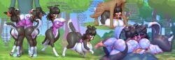 absurd_res anthro areola ass bendzz big_breasts big_butt black_body black_hair blush breast_play breasts brown_body brown_fur butt_grab canid canine canis collar domestic_dog english_text female female_penetrated feral feral_on_feral feral_penetrated feral_penetrating feral_penetrating_feral from_behind_position fur genitals group group_sex hair hand_on_butt hi_res huge_breasts human human_on_anthro interspecies larger_male male male/female male_penetrating male_penetrating_female mammal mounting multi_breast multicolored_body nipples penetration penis pupils pussy sex size_difference smaller_female text threesome titjob tongue tongue_out transformation two_tone_body white_body zoophilia