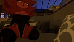 3d barely_contained_breasts barely_covered_crotch big_ass big_breasts bodysuit curvy fap_nights_at_frenni's female fexa fnia fredina's_nightclub gloves kneeling nightclub pouting slim_waist thicc thick thighhighs vrchat vrchat_avatar