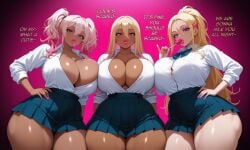 3girls ai_generated big_ass big_breasts big_thighs breasts breasts_bigger_than_head bursting_breasts bust busty chest curvaceous curvy curvy_figure daidouji_(artist) daidoujipv dark-skinned_female dark_skin digital_media_(artwork) female gyaru hips hourglass_figure huge_ass huge_breasts huge_thighs humanoid large_ass large_breasts large_thighs legs light-skinned_female light_skin mature mature_female multiple_girls slim_waist thick thick_hips thick_legs thick_thighs thighs voluptuous waist wide_hips wide_thighs