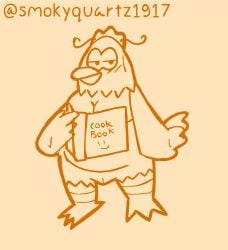 2025 anthro artist_name avian bird blush book book_and_boob breasts cheap_cheap_the_cooking_chicken chicken digital_drawing_(artwork) digital_media_(artwork) english_text female galliform gallus_(genus) genitals holding_object looking_at_viewer meme nude parappa_the_rapper phasianid pussy simple_background smile smokyquartz1917 solo sony_corporation sony_interactive_entertainment tail text