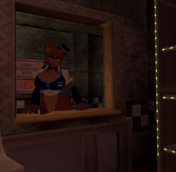 3d big_breasts fat_ass fnia fredina's_nightclub frenni_fazclaire futanari horror_game huge_cock intersex stylized vrchat vrchat_avatar window