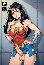 1futa ai_generated balls black_hair blue_eyes blue_skirt breasts cock colored dc dc_comics dick erection futa_only futanari futanari/female intersex light_skin light_skinned_futanari long_hair nickythecreator penis red_topwear sexy sexy_body sexy_pose standing superheroine testicles uncensored veiny_penis wonder_woman