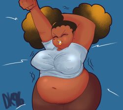 bbw belly big_belly big_breasts big_hips big_thighs chubby chubby_female daisykitty96 female female_only melody_(daisykitty96) shirt_up stretching visible_nipples