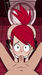 ai ai_assisted ai_generated ai_video blowjob blowjob_pov caucasian_female eye_contact foster's_home_for_imaginary_friends frankie_foster from_above looking_up_at_viewer male_pov male_view ponytail pov_blowjob red_hair red_hair redhead_female tagme toilet toilet_blowjob toilet_use video white_bra white_female