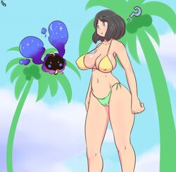 1girls ? alternate_breast_size areolae big_breasts black_hair breasts busty cameltoe cleavage cosmog female human human_only immortalstar looking_away outdoors pokemon pokemon_(species) pokemon_sm selene_(pokemon) short_hair standing text watermark