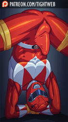 1boy bodysuit erection_under_clothes helmet helmet_lips leg_band male male_only mighty_morphin_power_rangers power_rangers red_ranger solo tight-web tightweb yaoi