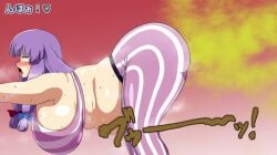 1girls animated chubby chubby_female fart fart_fetish hanging_belly hanging_breasts patchouli_knowledge plump solo sound tagme touhou video