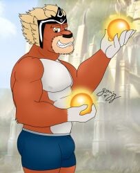 1boy 2020 2020s 3d_background 5_fingers ass blue_boxers blurry_background boxers brown_fur bulge chi_orb feline fur furry furry_only golden_chi gorrizz lavertus_(legends_of_chima) legends_of_chima lego lion male male_only nipples orb solo underwear