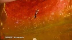 16:9 3d_(artwork) acid anthro digital_media_(artwork) domestic_cat felid feline felis hi_res male mammal micro monarquis nude organs romy_(monarquis) stomach vore widescreen