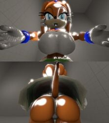 1girls 3d_render big_ass big_breasts clothed exposed_ass female hug kabalmystic multiple_views panties tikal_the_echidna