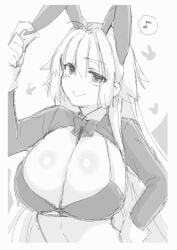 2323astronomy archetype_earth arcueid_brunestud big_breasts bowtie breasts breasts_bigger_than_head bunny_girl cleavage collar fake_animal_ears large_breasts melty_blood reverse_bunnysuit sketch smile smug tsukihime upper_body wrist_cuffs
