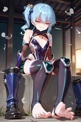 ai_generated animated annoyed annoyed_expression black_thighhighs blue_eyes blue_hair feet female frown hololive hoshimachi_suisei side_ponytail small_breasts steam sweat tagme thighhighs thighs toeless_legwear unworn_boots unworn_shoes video wide_hips