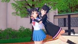 2girls 3d bucchigiri?! crossover demon-lord_(artist) hug image jin_mahoro kimi_no_koto_ga_dai_dai_dai_dai_daisuki_na_100-nin_no_kanojo koikatsu tagme usami_shiina yuri