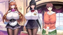 3girls abel_howlicia akagi_rio bell blue_rose boobies bowtie breasts busty busty_female busty_girl busty_teen castle castle_background castle_interior chatting closed_mouth closed_mouth_smile clothed_female conversation derauea enormous_breasts enormous_tits female female_only flower fukunaga_koharu game_cg gigantic_breasts gigantic_tits huge_breasts huge_tits huge_tits_teen hyper_breasts hyper_tits kyonyuu_fantasy kyonyuu_fantasy_gaiden kyonyuu_fantasy_gaiden_2 kyonyuu_reijou_mc_gakuen lune maid maid_apron maid_headdress maid_outfit maid_uniform married_female massive_breasts massive_tits mature_female milk_factory miniskirt mizoro_tadashi momina_chichizaki motto!_haramase!_honoo_no_oppai_isekai_oppai_bunny_gakuen! motto!_haramase!_honoo_no_oppai_isekai_oppai_maid_gakuen! motto!_haramase!_honoo_no_oppai_isekai_oppai_meido_gakuen! open_eyes open_mouth open_mouth_smile pool poolside portrait_(object) q-gaku queen school_girl school_skirt school_uniform schoolgirl schoolgirl_uniform skyhouse smile smile_face smiley_face smiling smiling_face super_breasts super_tits symbol tadano_akira talking teenage_girl teenager tits waffle_(company) werewolf_girl wife window wives wolf_ears wolf_girl
