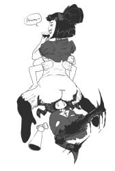 1boy 1girls 2d back_view clothed clothing don't_starve_(series) dont_starve_together facesitting female it_should_have_been_me klei_entertainment laugh laughing male monochrome monster_girl muffet spider_girl undertale undertale_(series) webber zackocafeina