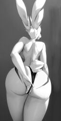 absurd_res anthro ass big_butt breasts clothed clothing eni_siverets_(last_fables) female hare hi_res lagomorph last_fables leporid mammal panties rear_view scut_tail short_tail side_boob solo tail thewyvernsweaver thick_thighs underwear underwear_only wedgie