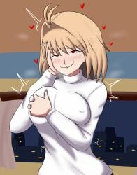 1girls arcueid_brunestud aroused erect_nipples female grabbing_breasts grabbing_own_breast groping_breasts groping_own_breast hand_on_own_breast horny looking_pleasured mamaweege123 melty_blood nipples_visible_through_clothing pervert rolling_eyes sweater top_heavy tsukihime turtleneck_sweater upper_body
